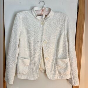 Elegant White Textured Women's Blazer